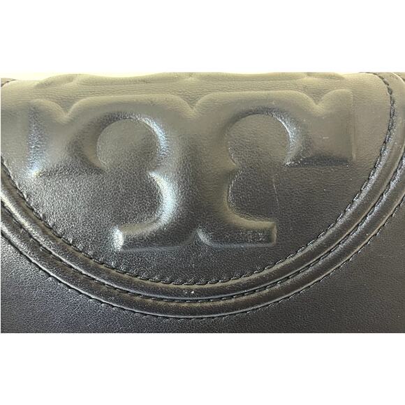 Tory Burch Fleming Leather Convertible Shoulder Bag Crossbody Black Quilted - Picture 6 of 12